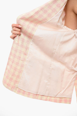 Lined Checkered Single Breasted Blazer