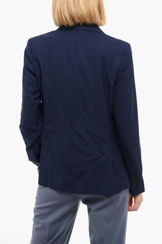 Lined Double Breasted Blazer With Flap Pockets