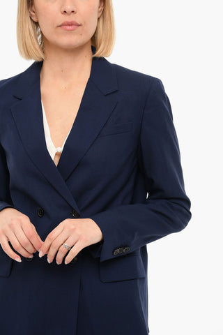 Lined Double Breasted Blazer With Flap Pockets