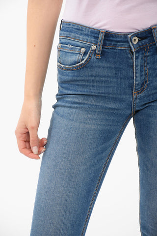 Jeans Crop Skinny Fit con Cuciture a Vista