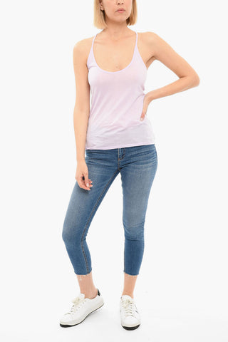 Jeans Crop Skinny Fit con Cuciture a Vista