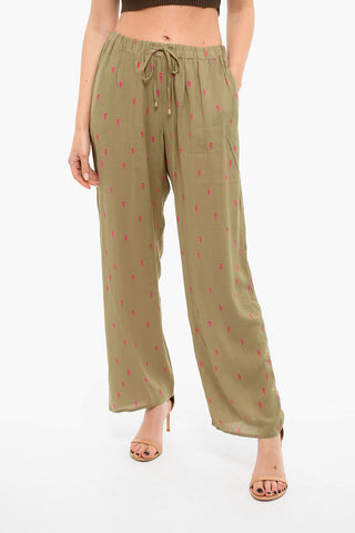 High Waisted Printed Pants With Drawstrings