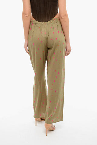 High Waisted Printed Pants With Drawstrings