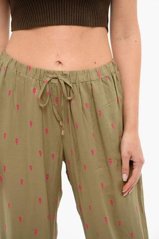 High Waisted Printed Pants With Drawstrings