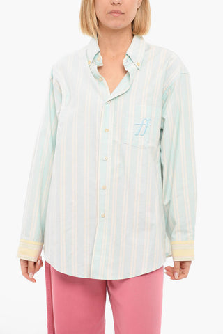 Camicia A Maniche Lunghe Con taschino E Logo Ricamato