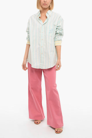 Camicia A Maniche Lunghe Con taschino E Logo Ricamato