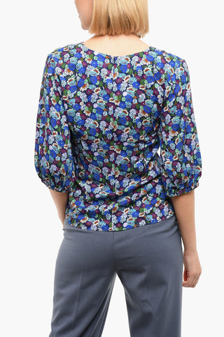 V Neck Floral Print Blouse