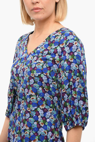 V Neck Floral Print Blouse