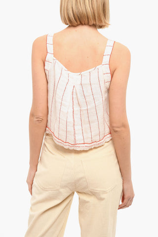 Top Cropped Senza Maniche In Lino 