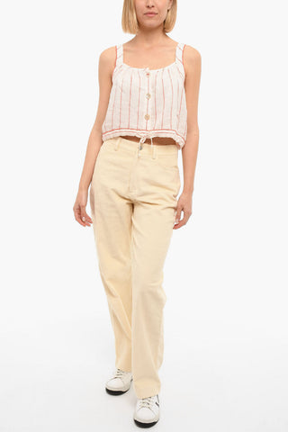 Top Cropped Senza Maniche In Lino 