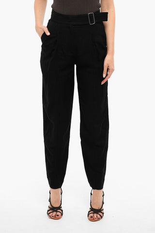 Pantaloni A Vita Alta Con Doppia Pince