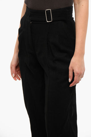 Pantaloni A Vita Alta Con Doppia Pince
