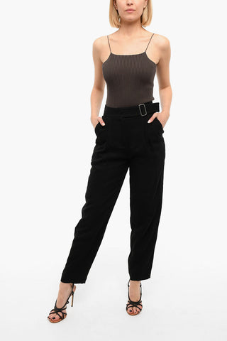 Pantaloni A Vita Alta Con Doppia Pince