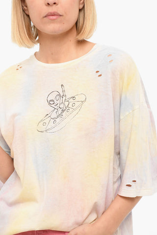 Distressed Printed RAINBOW DYE Short Sleeved T-shirt