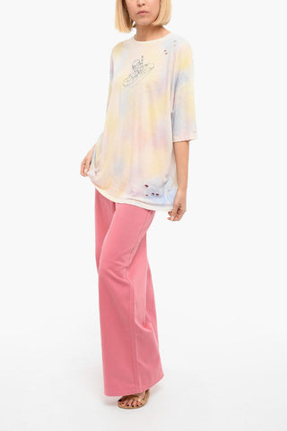 Distressed Printed RAINBOW DYE Short Sleeved T-shirt