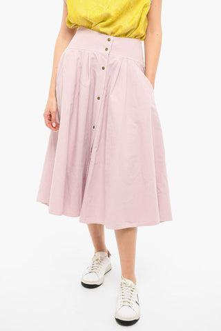 Buttoned Flared Longuette Skirt