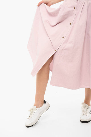 Buttoned Flared Longuette Skirt