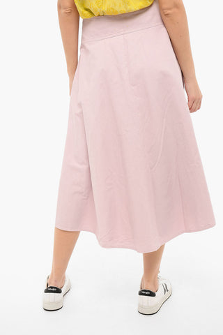 Buttoned Flared Longuette Skirt