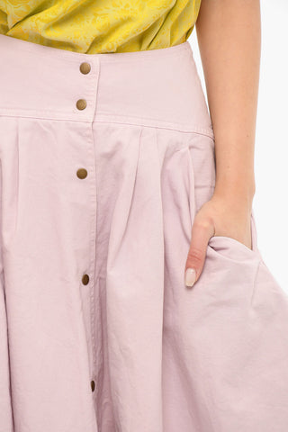 Buttoned Flared Longuette Skirt