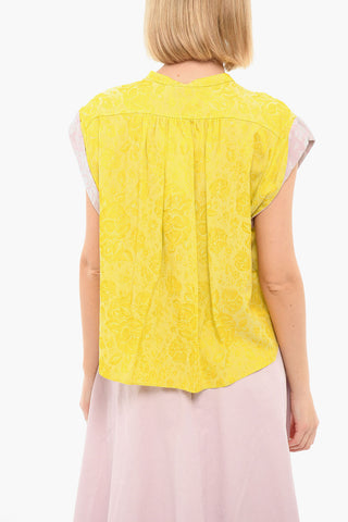 Top SINGING BLOOM in Jacquard con Motivo Floreale e Maniche ad Aletta