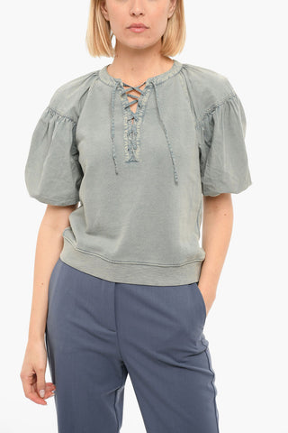 Puffed Sleeves JAMES Top With Self-Tie Detailing