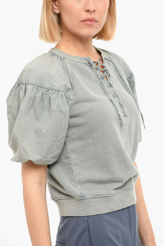 Puffed Sleeves JAMES Top With Self-Tie Detailing