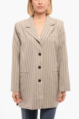 Pinstriped Lined Single Breasted Blazer