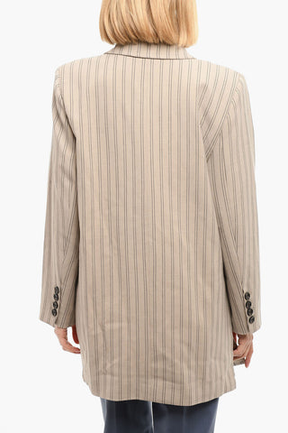 Pinstriped Lined Single Breasted Blazer