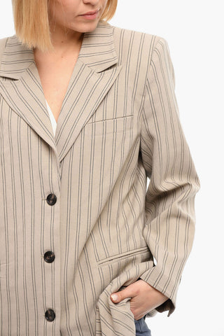 Pinstriped Lined Single Breasted Blazer