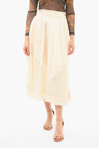 High Waisted Longuette Skirt With Macramé Details