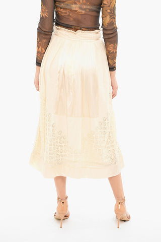 High Waisted Longuette Skirt With Macramé Details