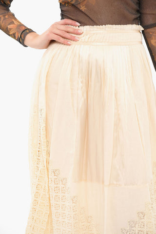 High Waisted Longuette Skirt With Macramé Details
