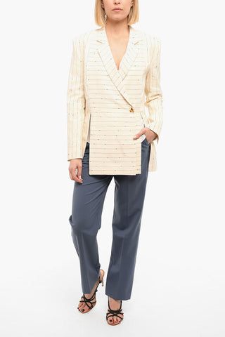 Blazer Doppiopetto Con Spacchi laterali In Misto Lino