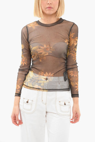 Semi-sheer AVIFAUNA Top with Floral Motif