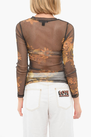 Semi-sheer AVIFAUNA Top with Floral Motif