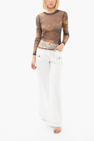 Semi-sheer AVIFAUNA Top with Floral Motif