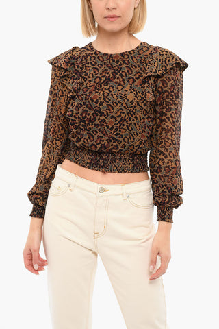 Leopard-printed ELODIE Open-back Top