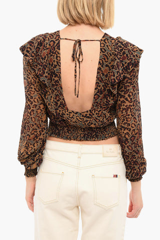 Leopard-printed ELODIE Open-back Top