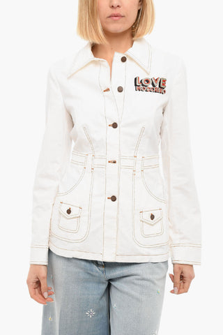 LOVE MOSCHINO Linen-blend Jacket with Embroidered Logo