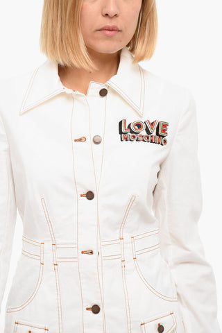 LOVE MOSCHINO Linen-blend Jacket with Embroidered Logo