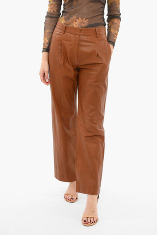 Pleated High Waisted LESLIE Leather Pants