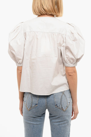 Embroidered Puff Sleeves Blouse