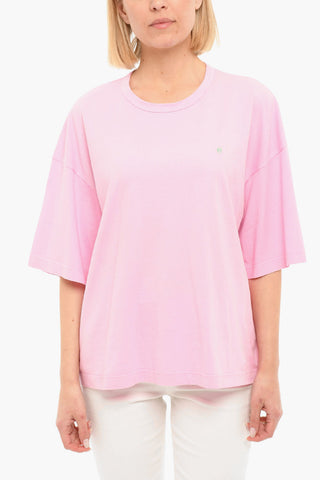 T-shirt A Maniche Corte Girocollo Con Logo ricamato