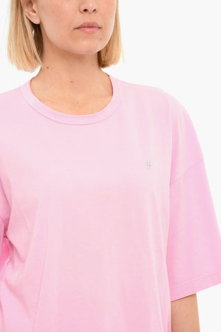 T-shirt A Maniche Corte Girocollo Con Logo ricamato