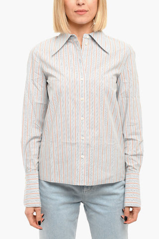 Popeline Cotton Shirt with Striped Pattern