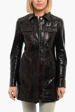 Patent Sheepskin L-VINACCIA Jacket with Flap Pockets