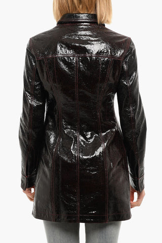 Patent Sheepskin L-VINACCIA Jacket with Flap Pockets