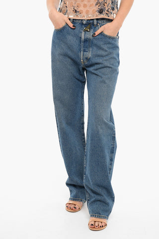 Mid-washed Baggy Jeans with High Waist