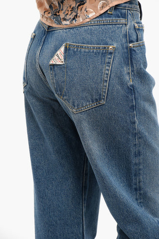 Mid-washed Baggy Jeans with High Waist