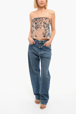 Mid-washed Baggy Jeans with High Waist